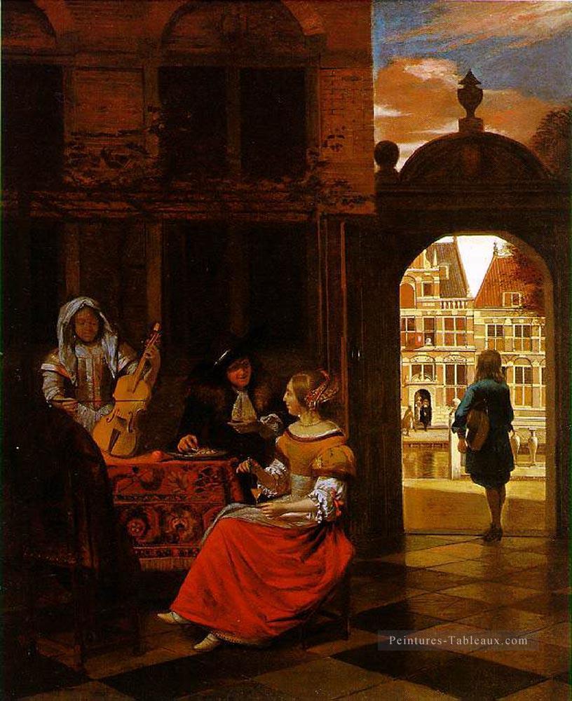 Soirée musicale dans un genre de cour Pieter de Hooch Peintures à l'huile